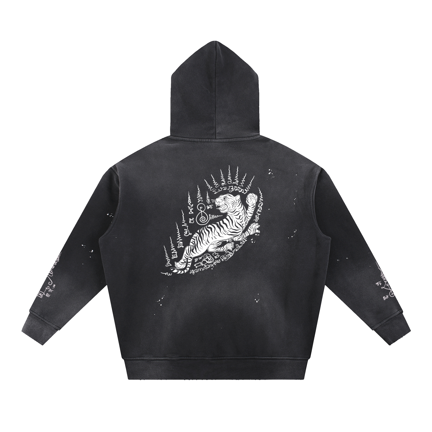 Vintage Washed Frayed Fleece Hoodie